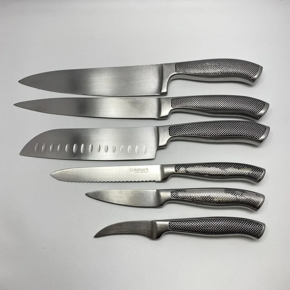 As Is Cuisinart 6 pcs Graphix Stainless Knives Chef Carving Santoku Paring Black